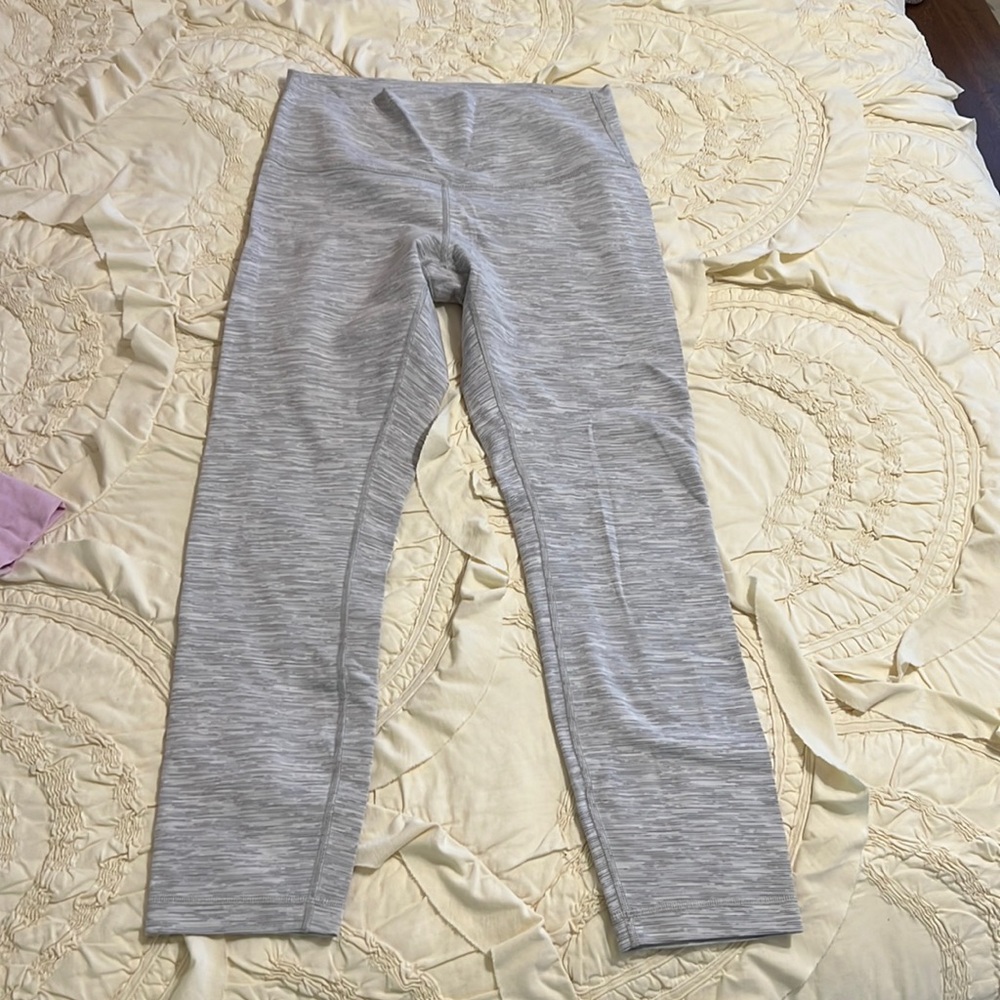 Lululemon space dye gray white leggings.